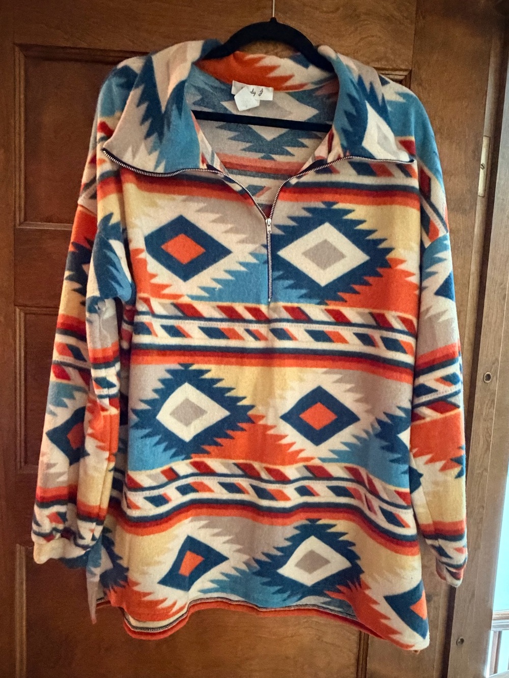 Cozy Geometric Half-Zip V-Neck Sweater - Multi-Color